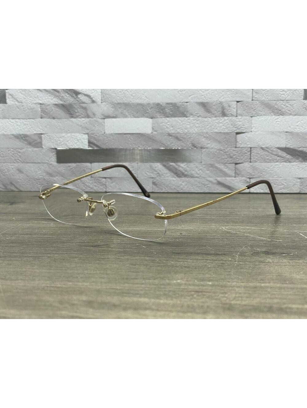 Chanel Eyeglasses Frames 2095 c.125 Yellow Gold Rimless Rectangle 51-16-135 READ